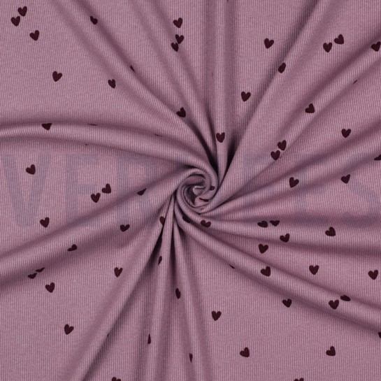 JERSEY CÔTELÉ COEURS MAUVE #7