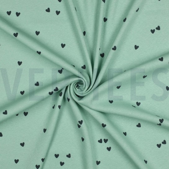 JERSEY CÔTELÉ COEURS SAUGE #7