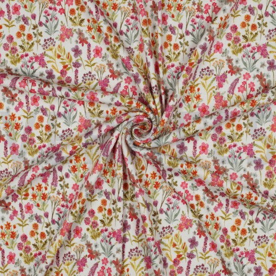 JERSEY CÔTELÉ DIGITAL FLEURS ROSE #7