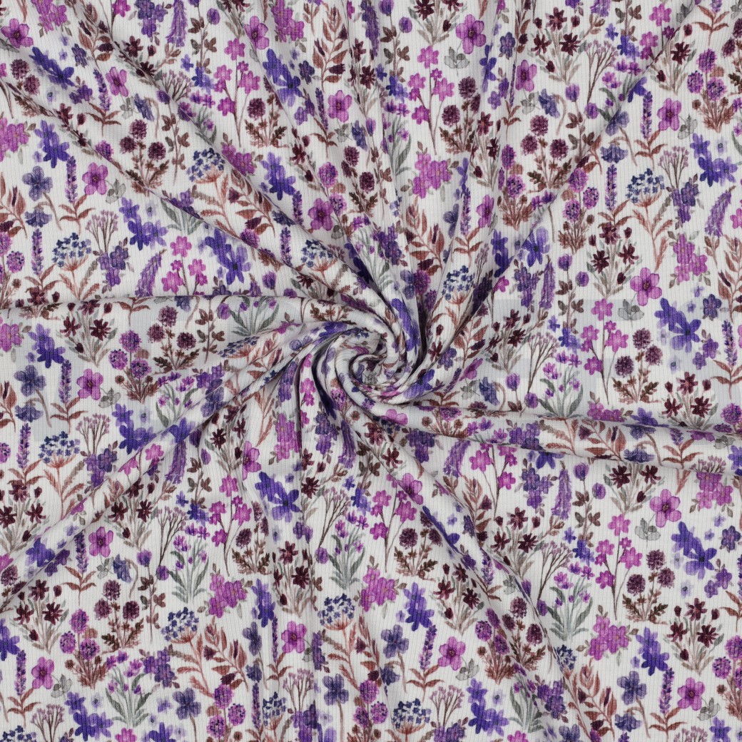 RIB JERSEY DIGITAL FLOWERS COBALT #7