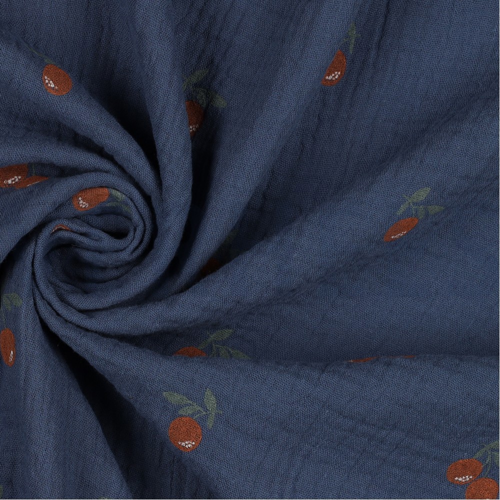 DOUBLE GAZE DE COTON ORANGE JEAN BLEU #7