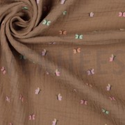 DOUBLE GAZE DE COTON PAPILLONS CAMEL (thumbnail) #3