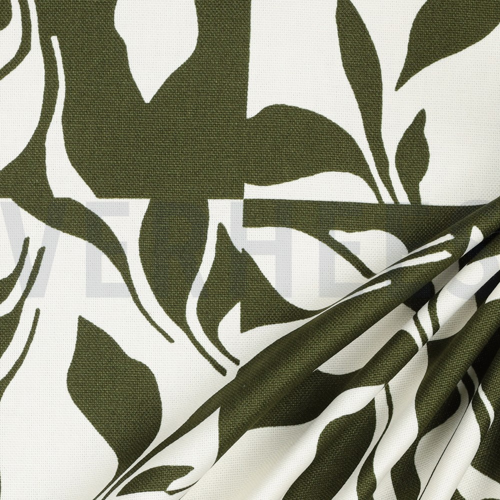 CANVAS ABSTRACT LEAVES FOREST GREEN #7