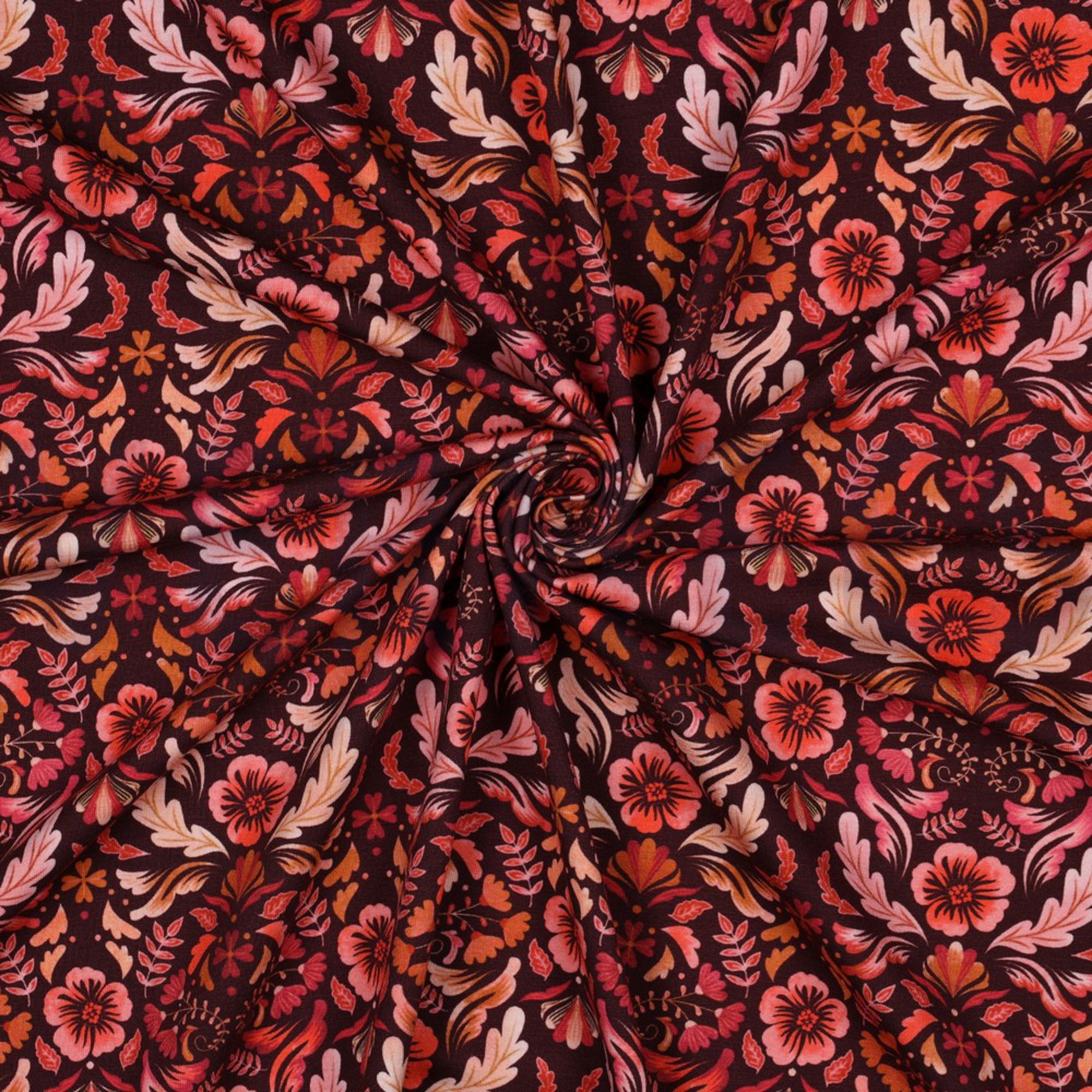 JERSEY DIGITAL FLOWERS DARK RED (high resolution) #3