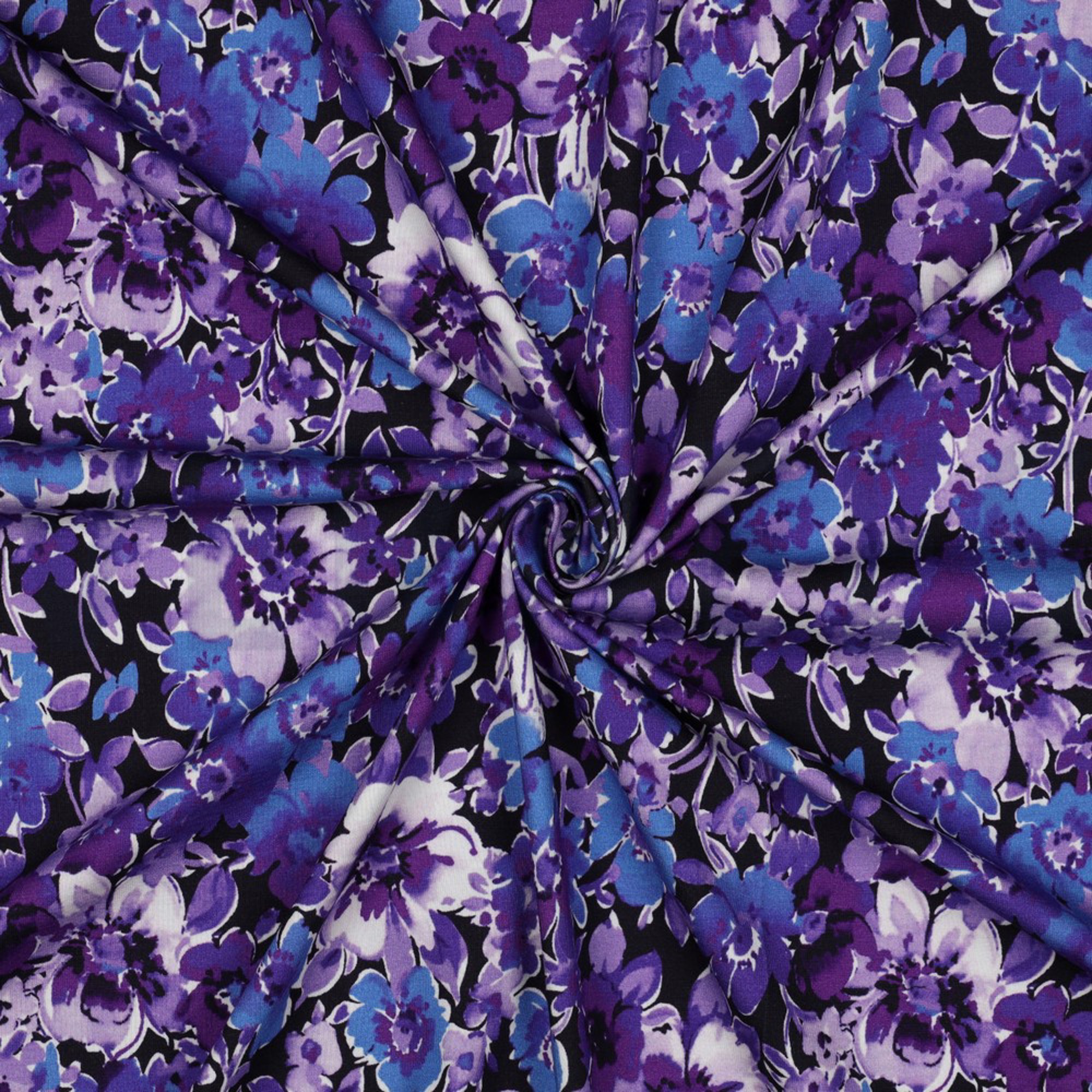 JERSEY DIGITAL FLEURS BLEU MARINE (high resolution) #3