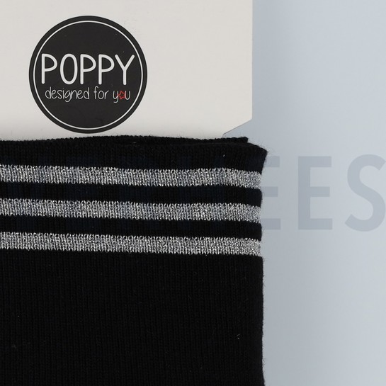 CUFFS LUREX 7CM ZWART ZILVER #7