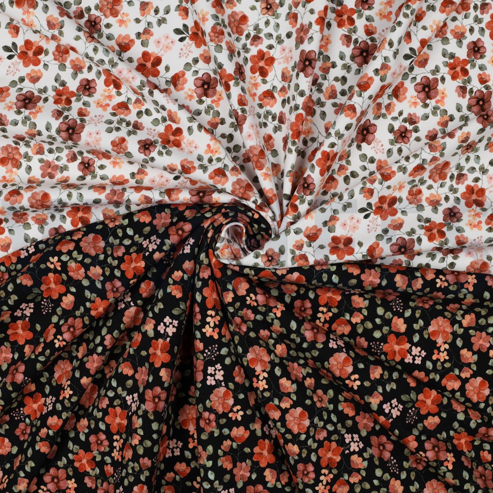 JERSEY GOTS DIGITAL FLOWERS WHITE/PEACH #7
