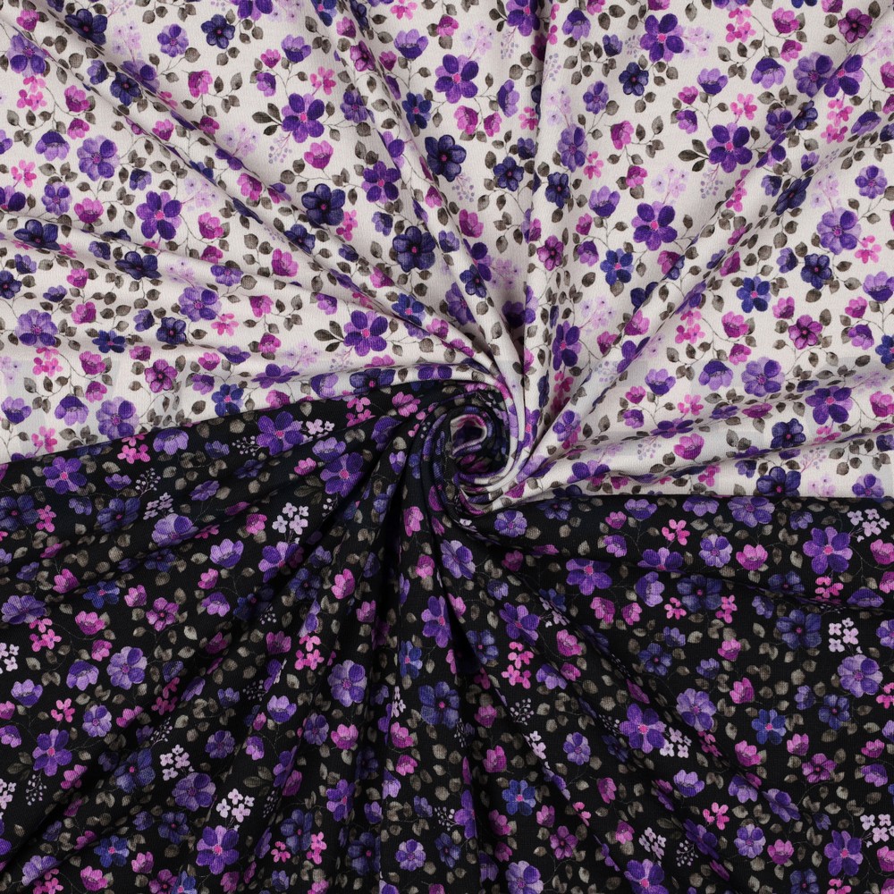 JERSEY GOTS DIGITAL BLUMEN MARINEBLAU/LILA #7