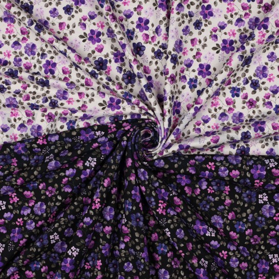 JERSEY GOTS DIGITAL BLUMEN MARINEBLAU/LILA #7