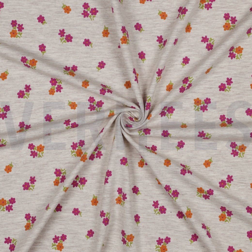 JERSEY MÉLANGE FLEURS SABLE CLAIR #7