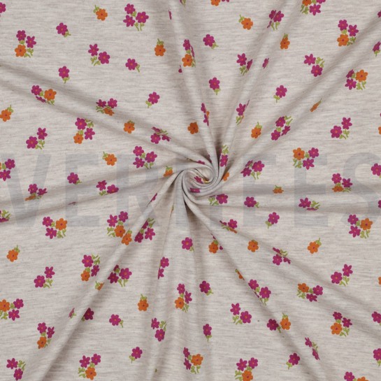 JERSEY MÉLANGE FLEURS SABLE CLAIR #7