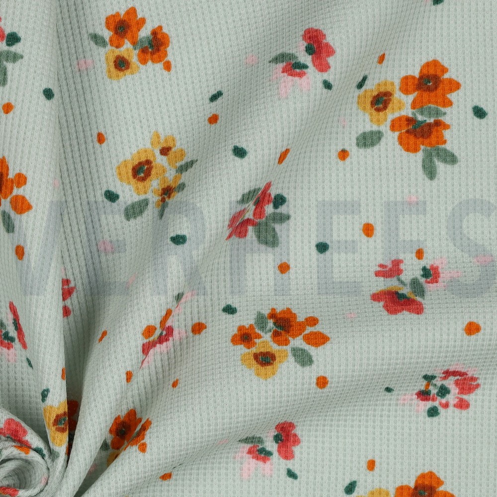 WAFFELJERSEY BLUMEN TEAL #7