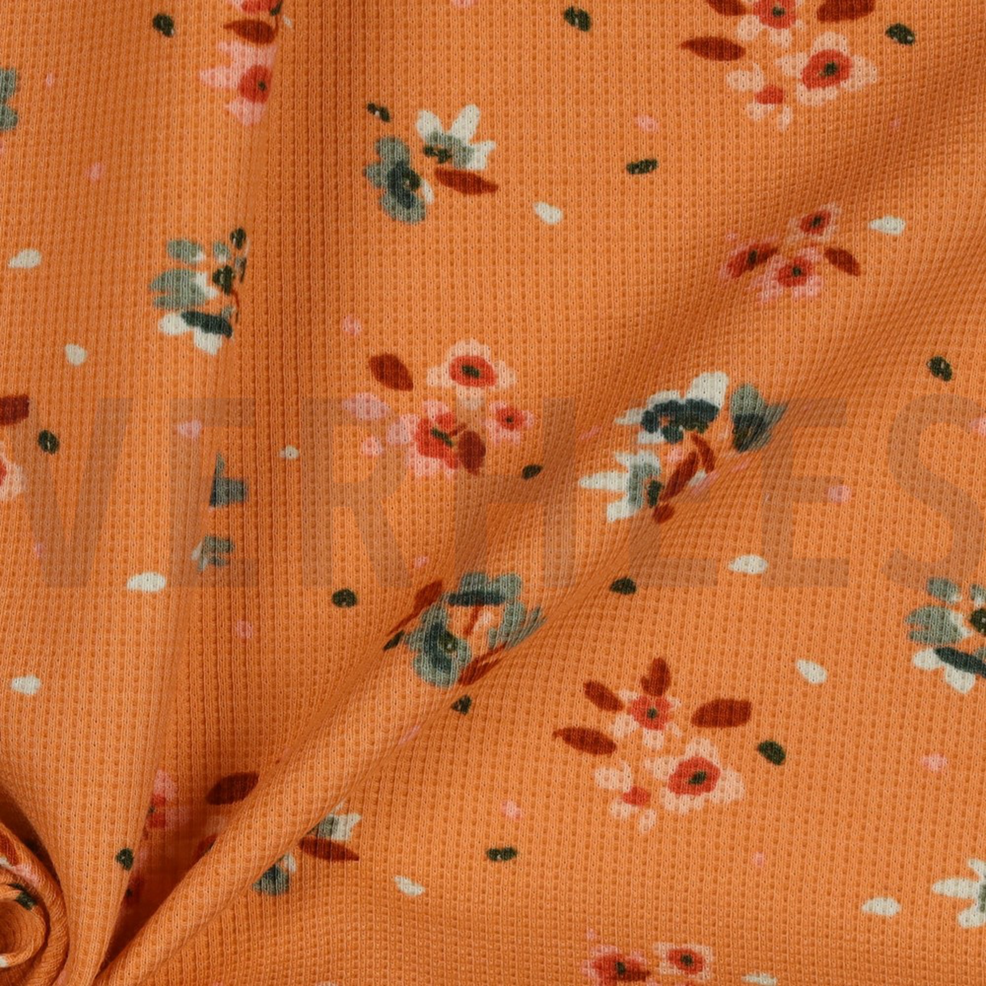WAFFLE JERSEY FLOWERS SALMON (high resolution) #3