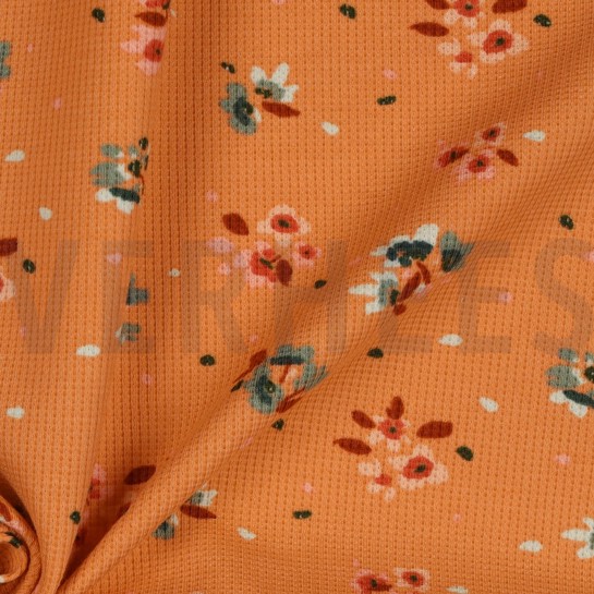 WAFFLE JERSEY FLOWERS SALMON #7