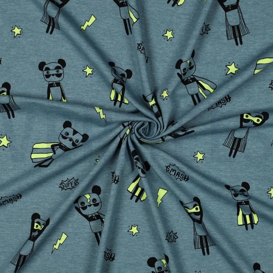 JERSEY MÉLANGE NEON SUPER HÉROS BLEU FUMÉE #7