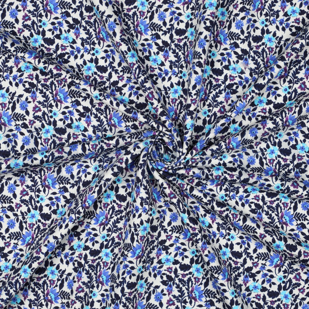 FRENCH TERRY DIGITAAL BLOEMEN GEBROKEN WIT #7