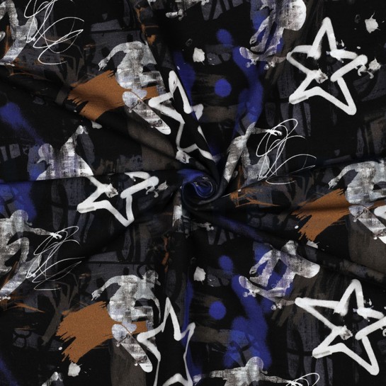 FRENCH TERRY DIGITAAL GRAFFITI ZWART #7