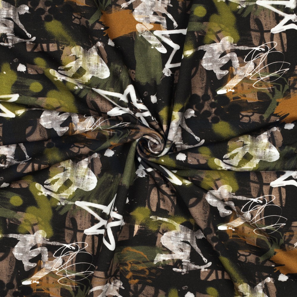 FRENCH TERRY DIGITAL GRAFFITI VERT ARMÉE #7