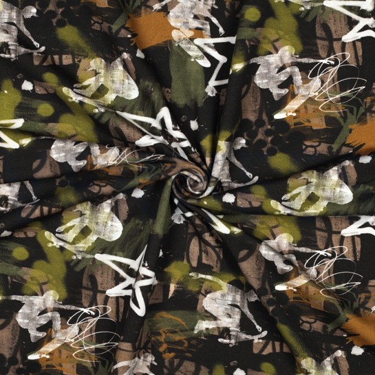 FRENCH TERRY DIGITAL GRAFFITI ARMEEGRÜN #7