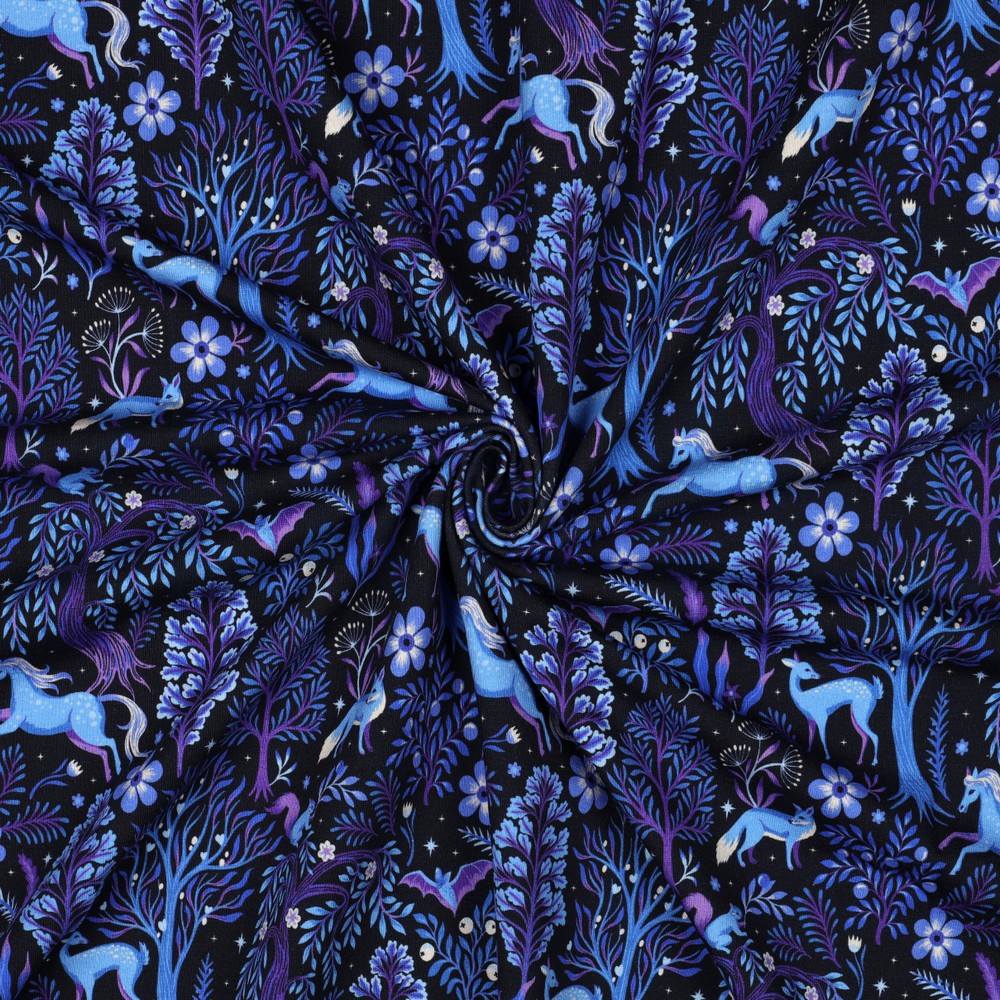 FRENCH TERRY DIGITAL FOREST ANIMALS NAVY #7