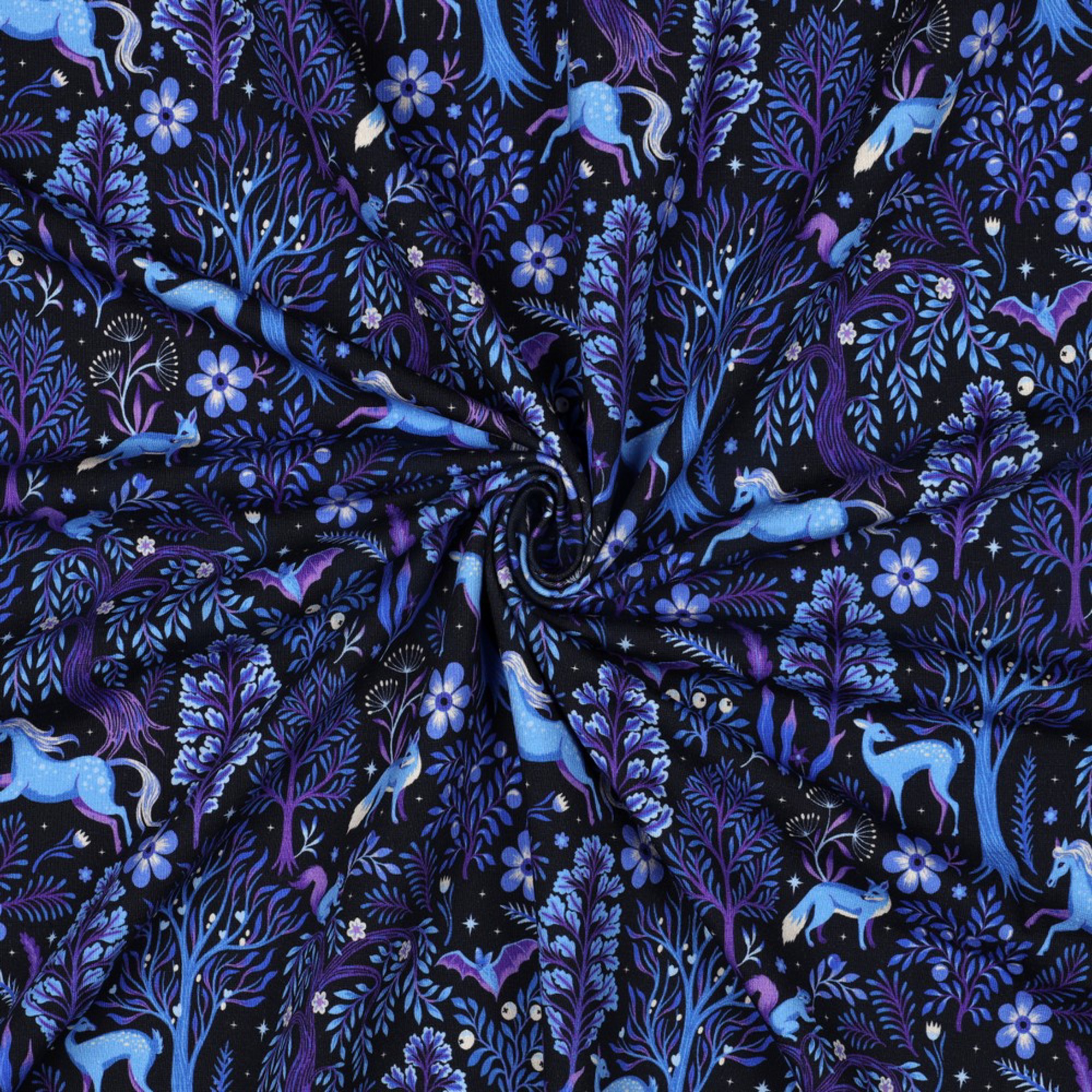 FRENCH TERRY DIGITAL ANIMAUX DE LA FORÊT BLEU MARINE (high resolution) #3