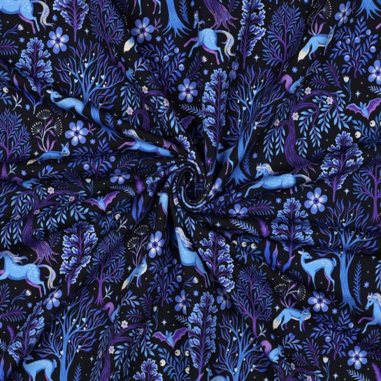 FRENCH TERRY DIGITAL ANIMAUX DE LA FORÊT BLEU MARINE #7