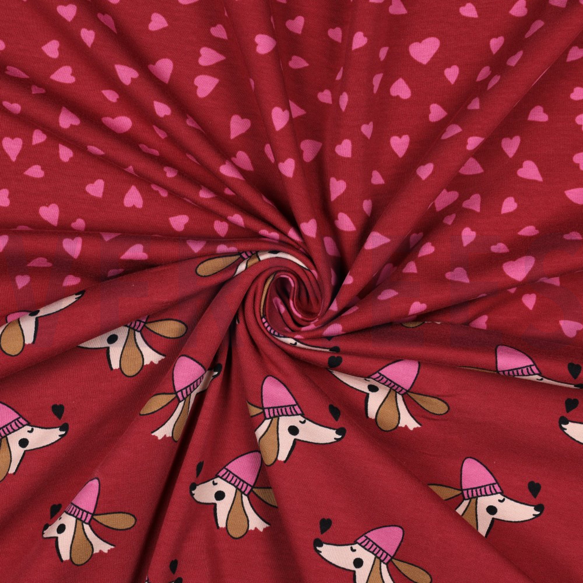 FRENCH TERRY CHIENS ET CŒURS ROUGE (high resolution) #3