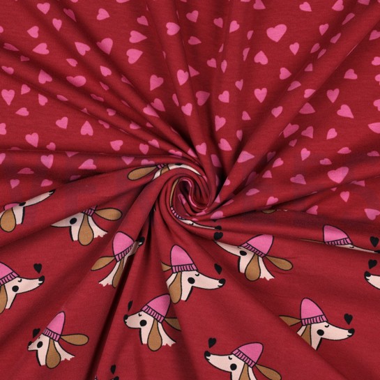 FRENCH TERRY CHIENS ET CŒURS ROUGE #7