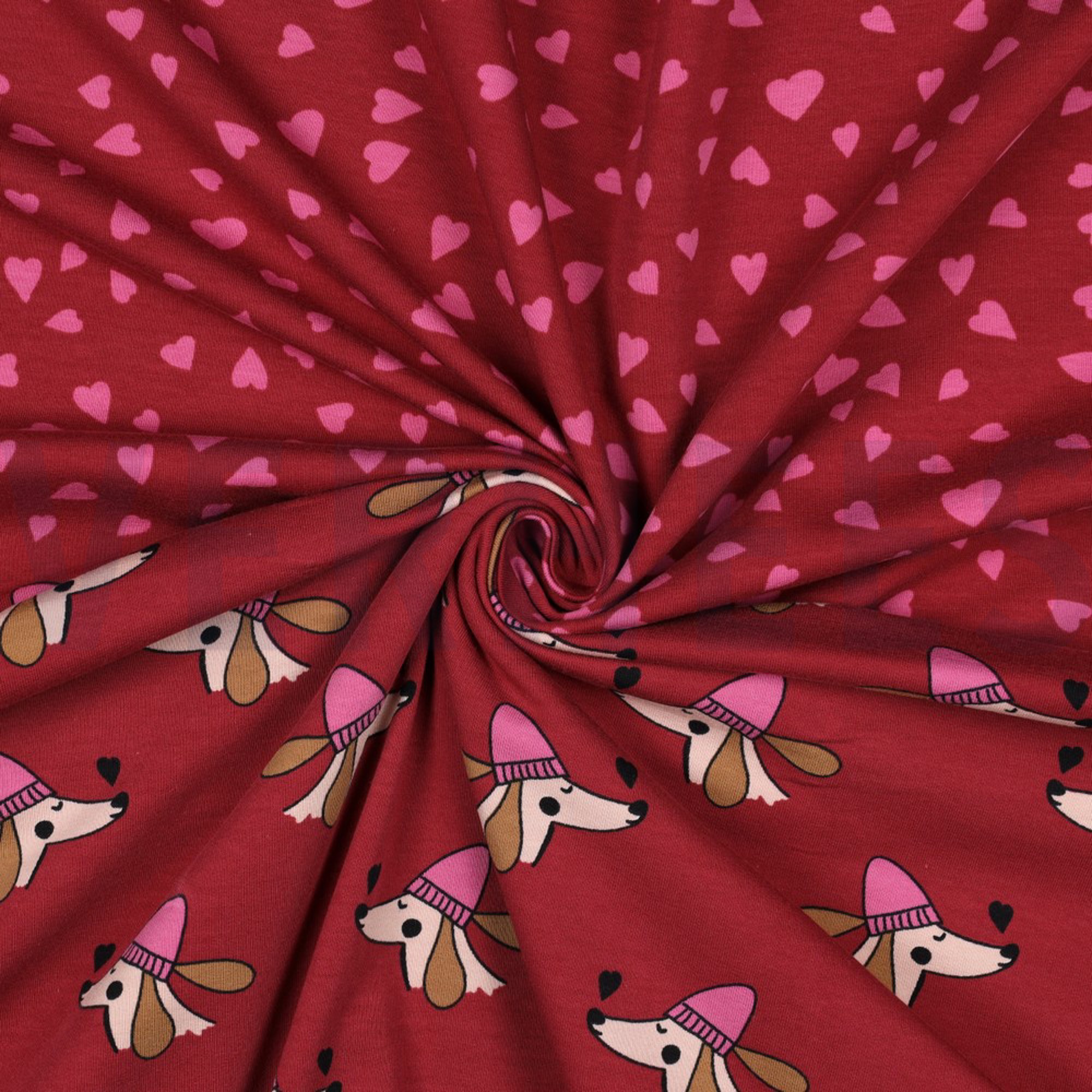 FRENCH TERRY HUNDE UND HERZEN ROT (high resolution) #3