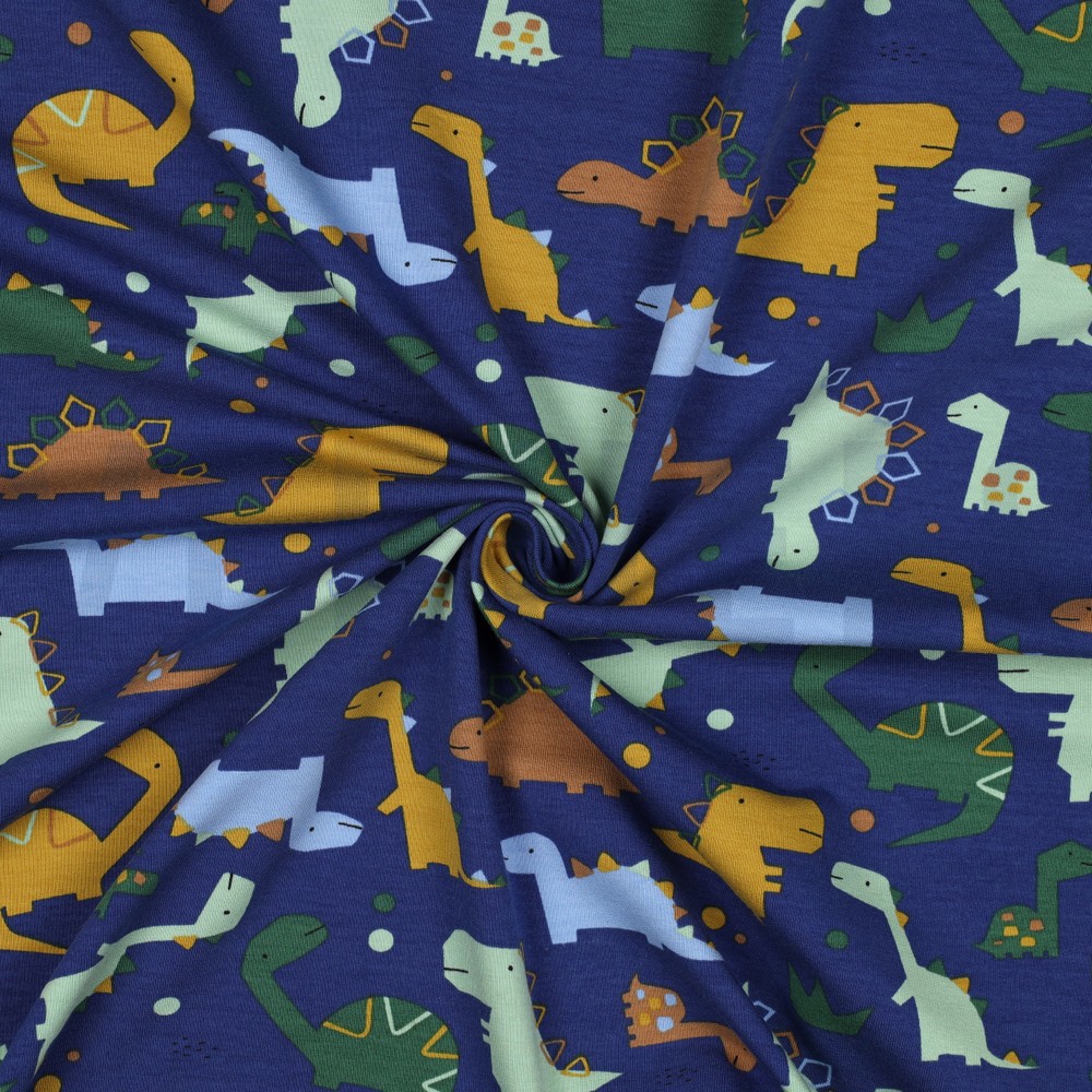 FRENCH TERRY DINOSAURS COBALT #7