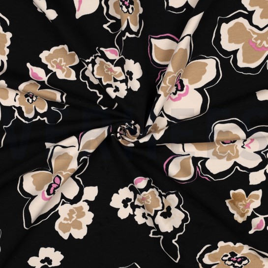 FRENCH TERRY FLOWERS BLACK #7