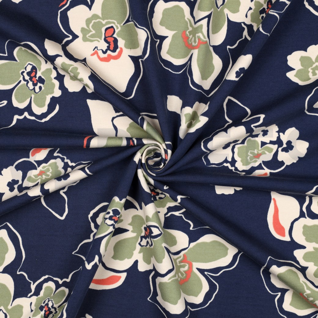 FRENCH TERRY FLOWERS BLUE #7