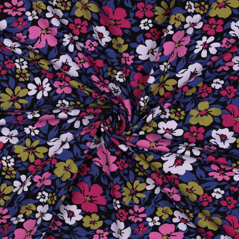 FRENCH TERRY FLEURS BLEU #7