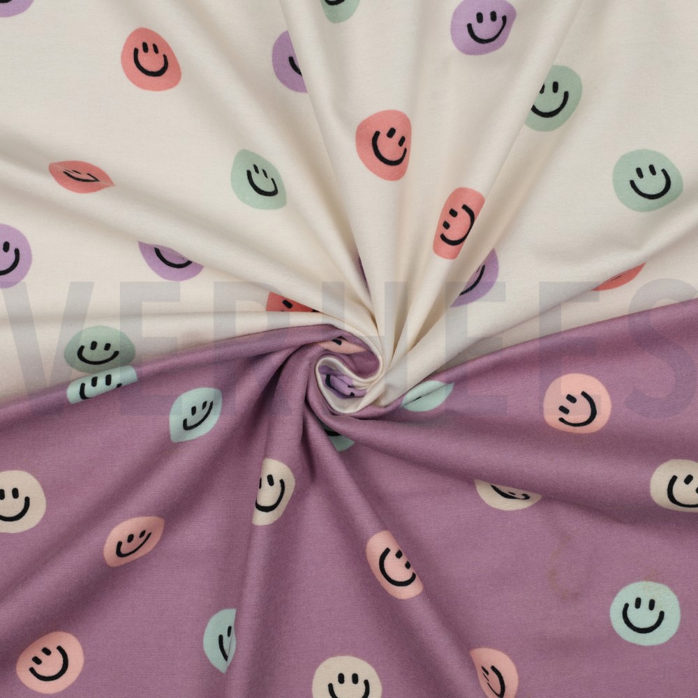 FLANNEL HAPPY FACES LAVENDER #7