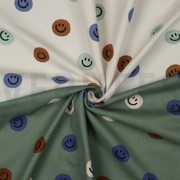 FLANELLE VISAGES JOYEUX VERT ARMÉE (thumbnail) #3