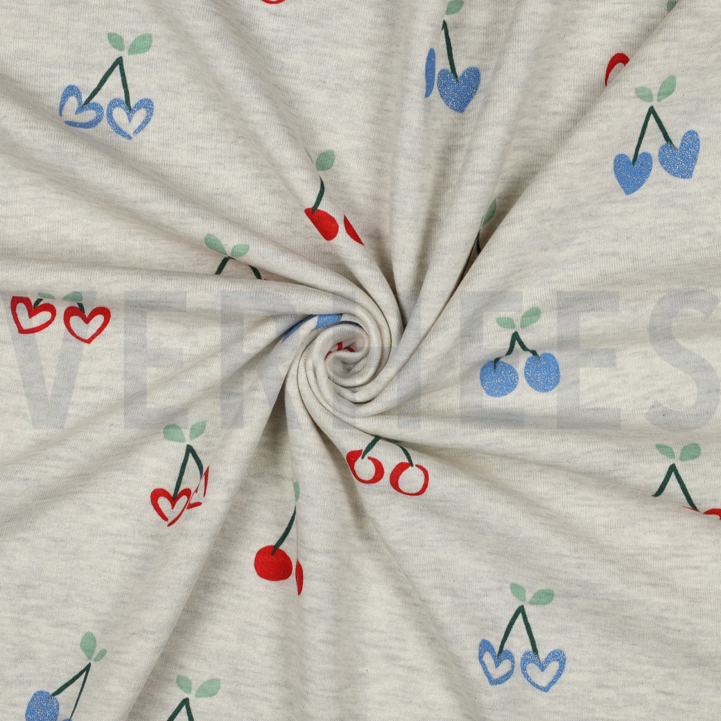 SWEAT MELANGE GLITTER CHERRIES ECRU #7