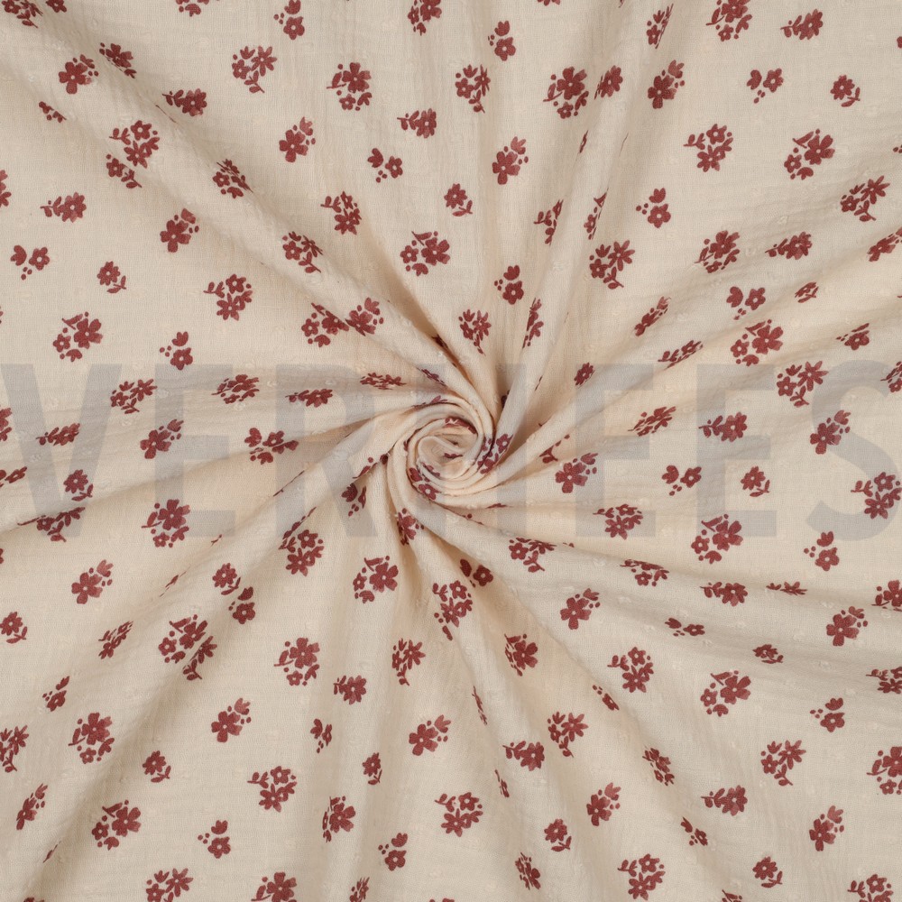 DOUBLE GAUZE DOBBY FLOWERS PEACH #7