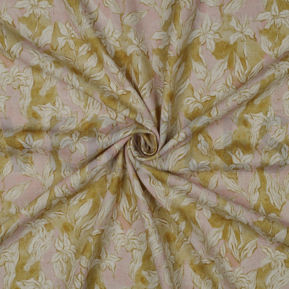 LIN VISCOSE CRÊPE DIGITAL FLEURS OCRE #7