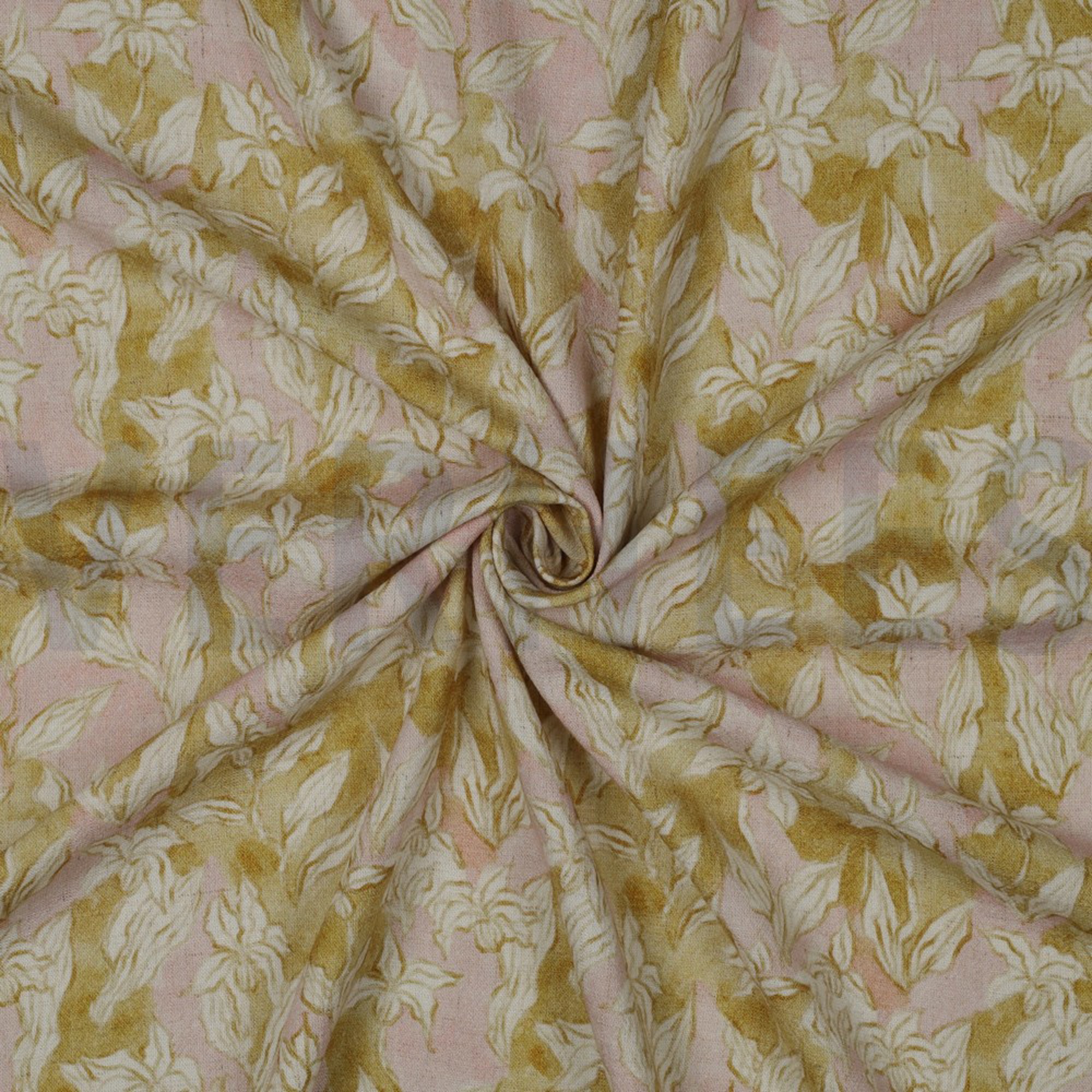 LIN VISCOSE CRÊPE DIGITAL FLEURS OCRE (high resolution) #3