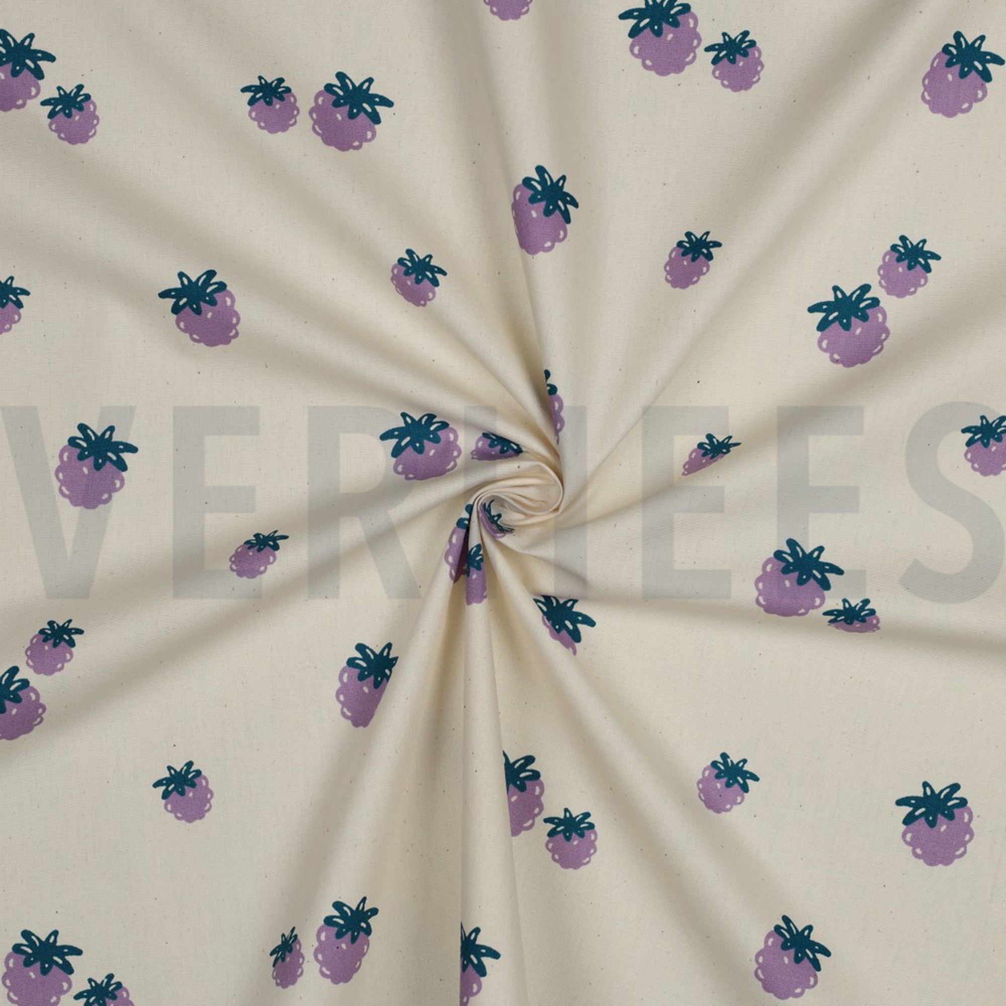 BAUMWOLLE POPELINE GOTS NATURAL BEEREN NATUR/PETROL (high resolution) #3