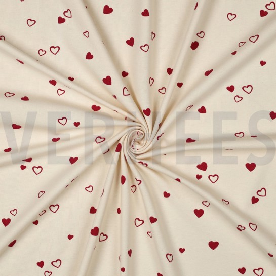 JERSEY GOTS NATUREL CŒURS NATUREL/FUCHSIA #7