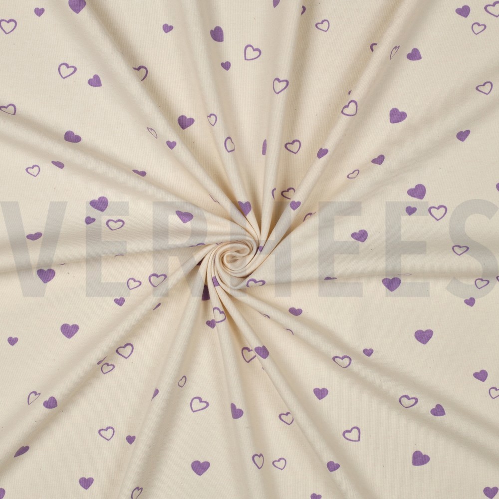 JERSEY GOTS NATUREL CŒURS NATUREL/LILAS #7