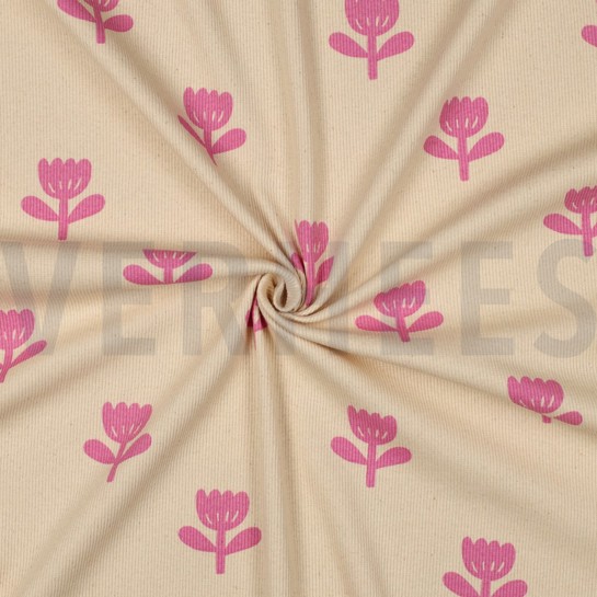 RIPPJERSEY GOTS NATURAL BLUMEN NATUR/FUCHSIA #7