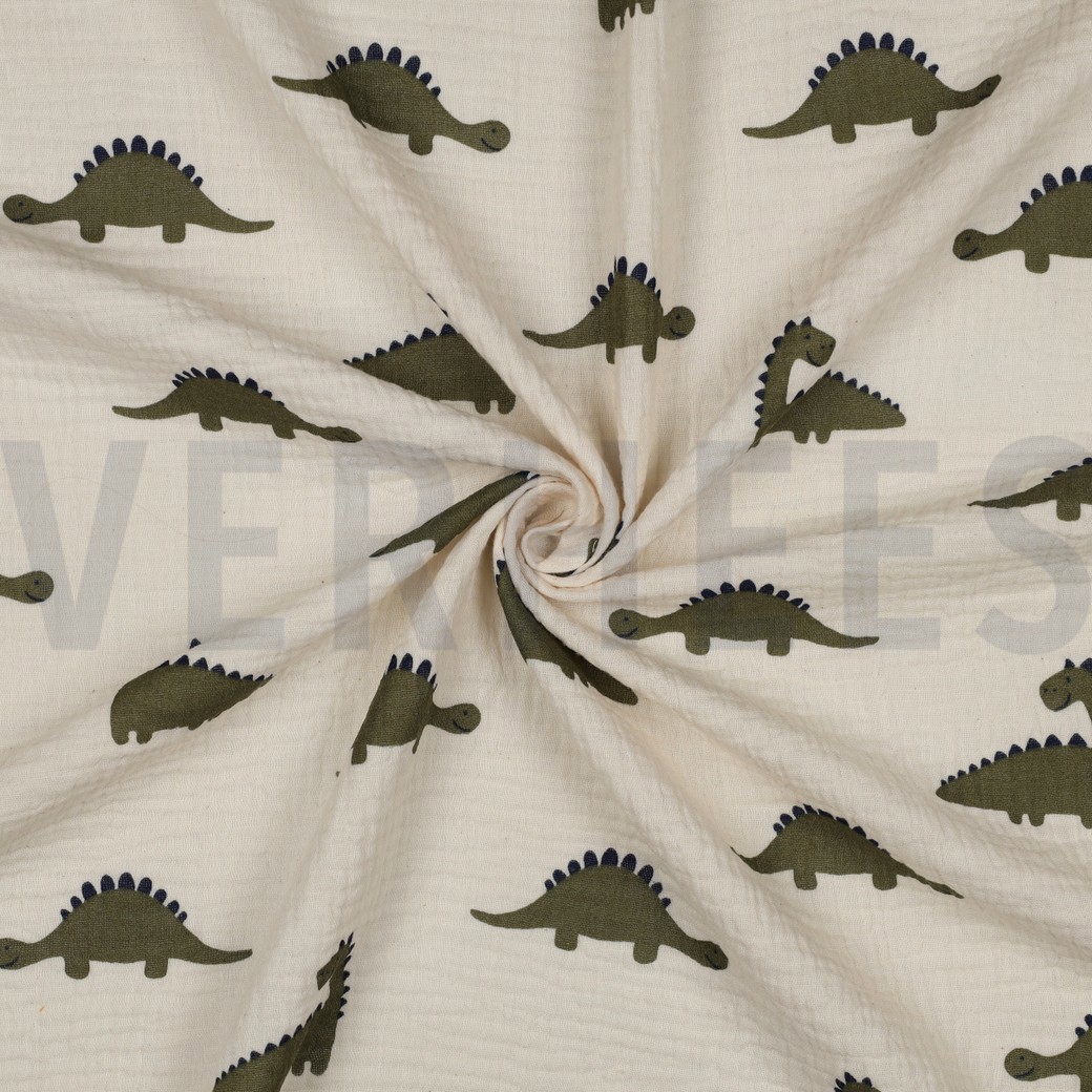 DOUBLE GAUZE GOTS NATURAL DINOSAURS NATURAL #7