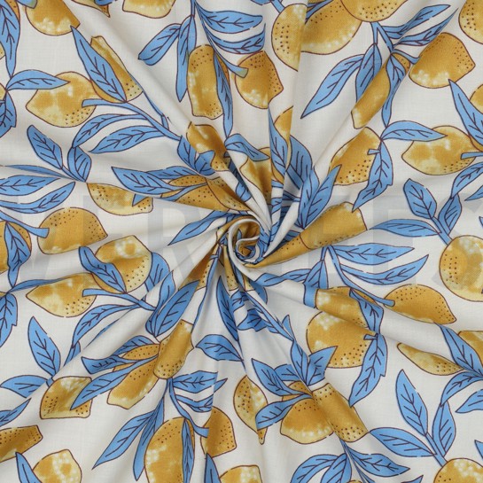 COTON IMPRIMÉ BLOCK FAIT MAIN CITRONS BLANC #7