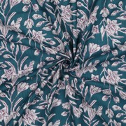 HANDCRAFTED BLOCK-PRINTED COTTON FLOWERS PETROL (thumbnail) #3