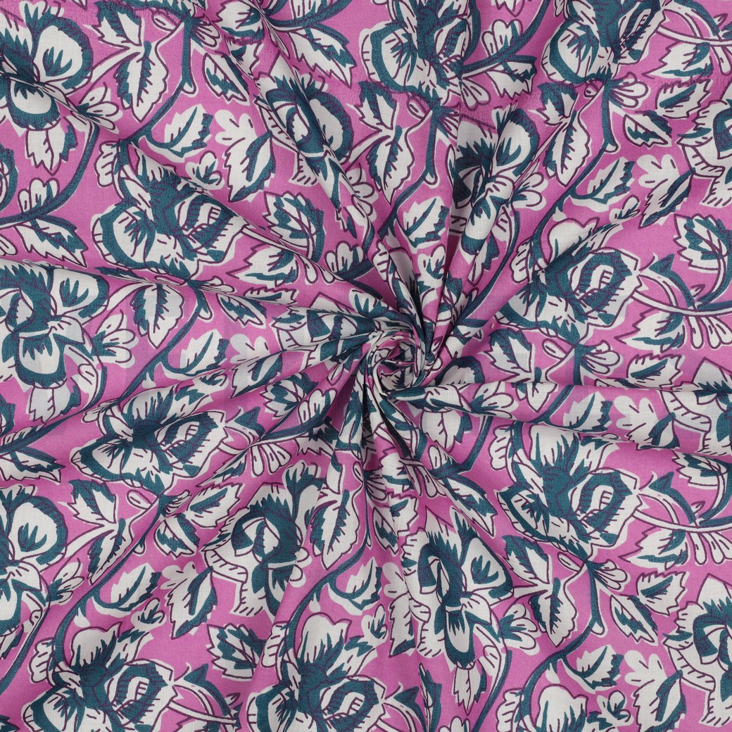 HANDCRAFTED BLOCK-PRINTED COTTON FLOWERS VIOLET #7