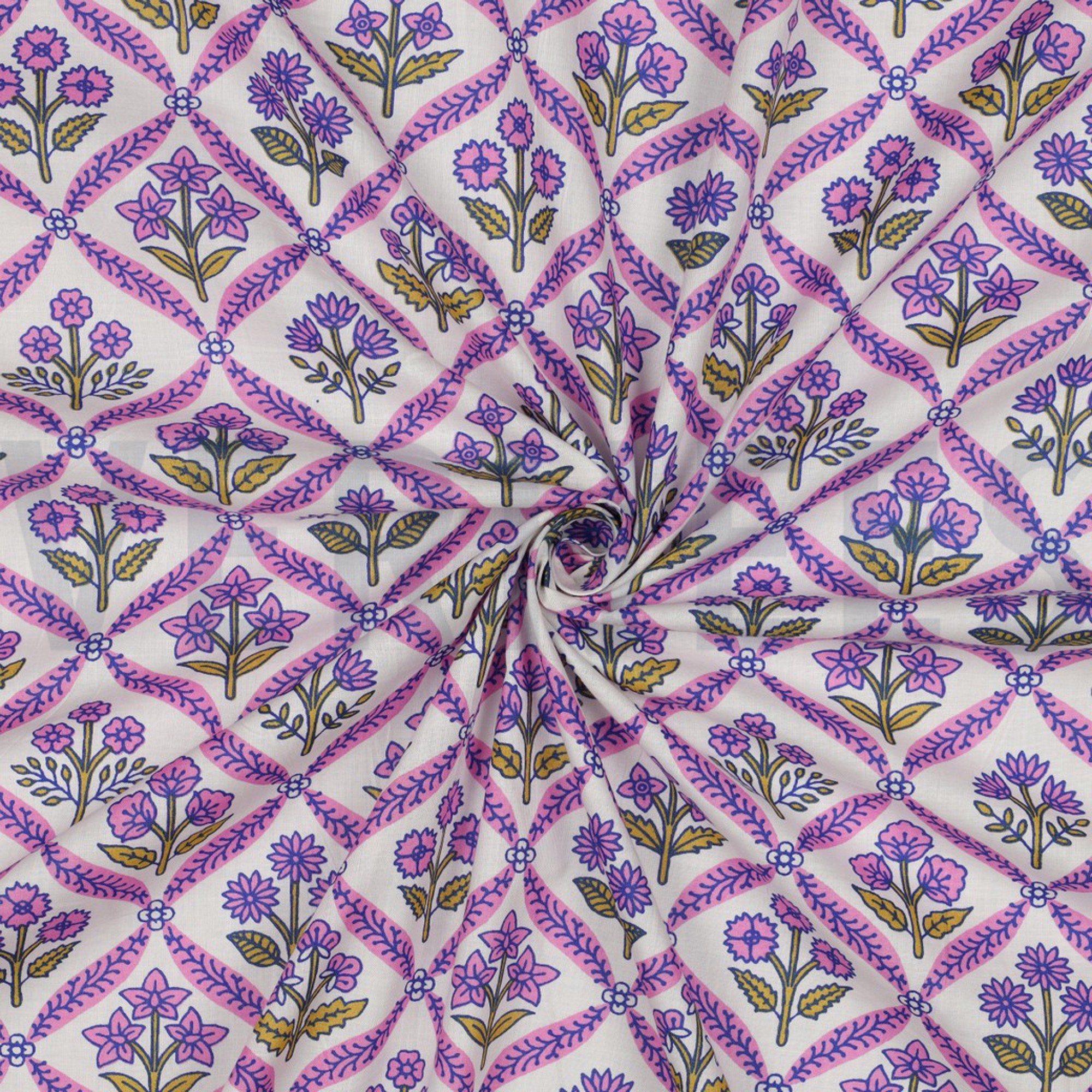 HANDCRAFTED BLOCK-PRINTED COTTON FLOWERS WHITE (high resolution) #3