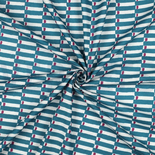 HANDGEFERTIGTE BLOCKGEDRUCKTE BAUMWOLLE GEOMETRISCH PETROL #7