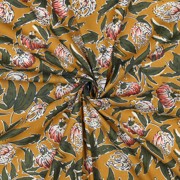 HANDCRAFTED BLOCK-PRINTED COTTON FLOWERS OCHRE (thumbnail) #3